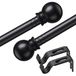 Tringle à rideaux décorative, 76-370 cm, acier noir mat, réglable