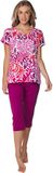 Pastunette Pyjama Capri Set Vrouwen Roze Katoen Gebloemd Maat 46