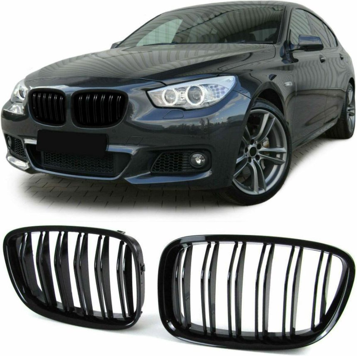 No Name Sport Grill Nieren Bmw 5 Serie GT F07 Glans Zwart M Look Styling Dubbele Spijl 520 530 540 550 M5