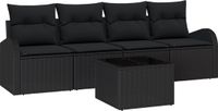 vidaXL Banc de jardin noir poly rotin 5 pièces