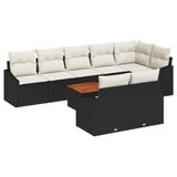 vidaXL Tuinbank Set 9-delig Zwart en Crème Polyrattan