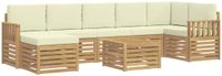 vidaXL - Buiten - bank - set - 7 - zitplekken - Wit en crèmekleurig - Polyester