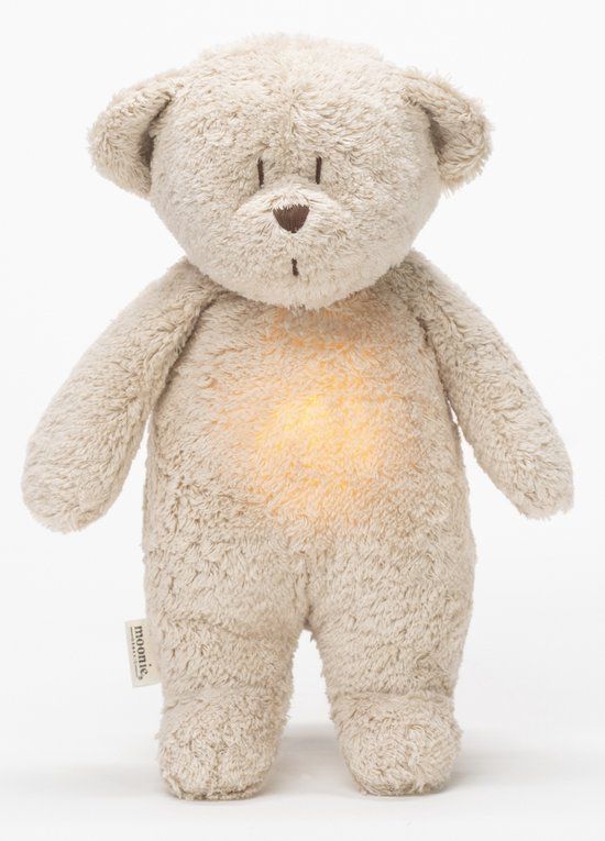 Moonie The Humming Bear Sand Natur 2.0 - organic - hartslag knuffel - beer