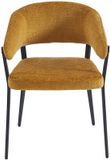 Vente-unique Set van 2 stoelen met armleuningen van stof en zwart metaal - Mosterdgeel - AVRELA