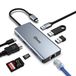 USB C-hub met ethernet, 8-in-1 dual monitor USB C-adapter met 4K @30Hz HDMI, Ethernet, 2* USB 3.0, USB 2.0, 100W PD, SD/TF compatibel laptop/pc/iPad/Surface