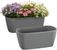 Prosperplast Plantenbak Splofy - 2x - grijs - voor buiten - 30 x 18 x 14 cm - buiten - kunststof