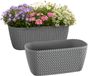 Prosperplast Plantenbak Splofy - 2x - grijs - voor buiten - 30 x 18 x 14 cm - buiten - kunststof