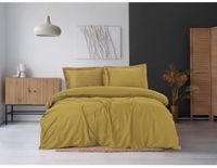 L'Essentiel Linge de Maison Housse de couette - 1 housse de couette 220 x 240 cm + 2 taies d'oreiller 60 x 60 cm - 100% satin de coton - Moutarde