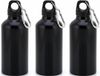 Makito Western Europe 6x Stuks aluminium bouteille d'eau noire avec bouchon à vis et mousqueton 400 ml