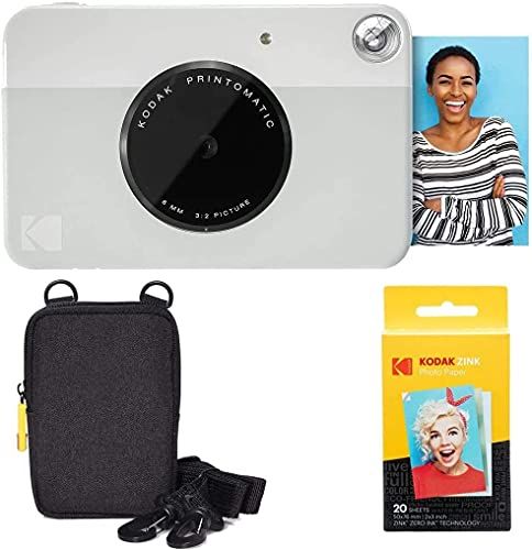 Kodak Printomatic Instant Camera - Grijs - Basisbundel + Zink Papier (20 Vellen) + Deluxe Case