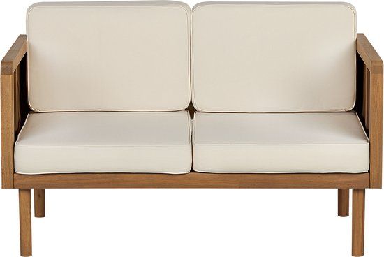 Beliani BARATTI - 2-zits Tuinbank - Acaciahout - Lichte houtkleur - Incl. kussens