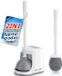Thijox - Brosse de toilette et déboucheur 2-en-1 avec support - Brosse de toilette en silicone blanc et déboucheur puissant pour le nettoyage de la salle de bain, durable et