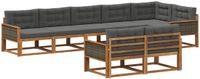 vidaXL - Bank loungeset - 8 zitplekken - Natuurlijk en antraciet - Acacia hout
