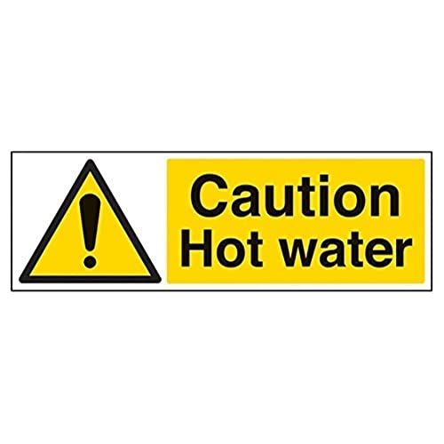 VSafety Waarschuwingsbord voor warm water - 450mm x 150mm - 1mm stijf plastic
