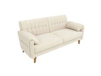 MODFU Zitbank - 2-Zits - Gecapitonneerde Rugleuning - Zijvakken - Chenille - Beige