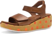 ara Rimini Platte Sandalen Dames Bruin Geel Leer Maat 41