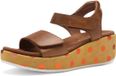 ara Rimini Platte Sandalen Dames Bruin Geel Leer Maat 41