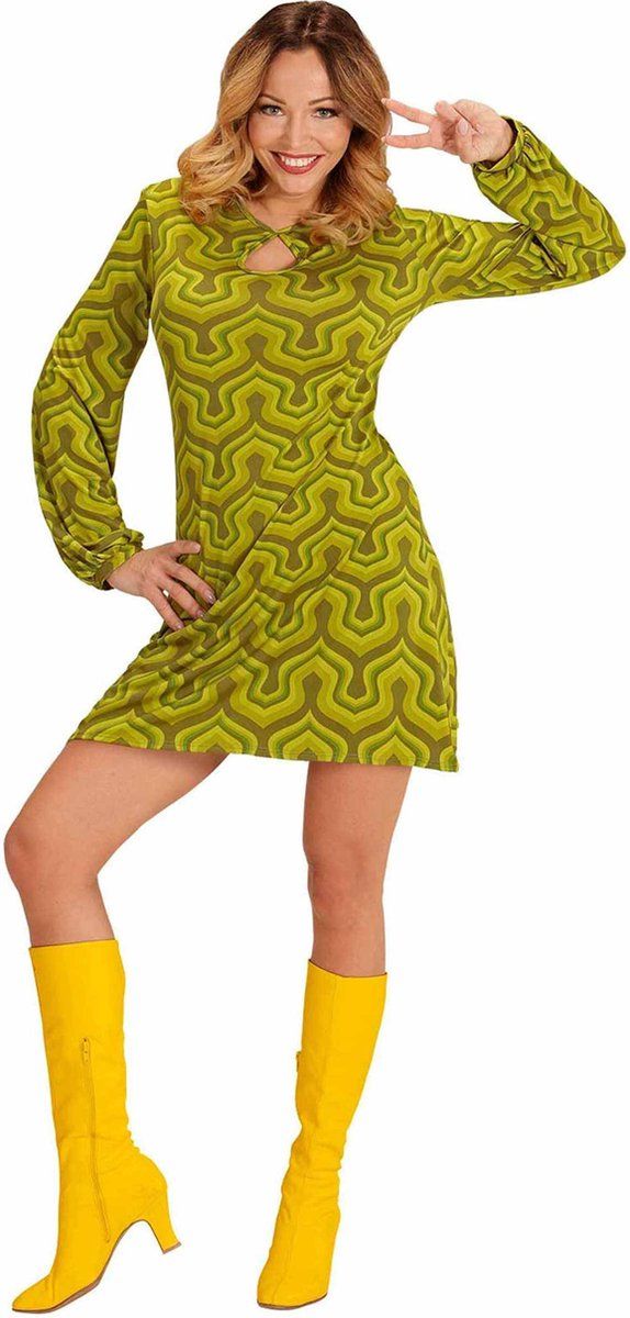 Widmann - Groovy groen jaren 70 kostuum voor vrouwen - Medium