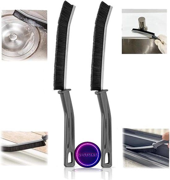 Klikkopers® - Schoonmaakborstel - Schrobborstel - Schuurborstel - Spleetreinigingsborstel - Set van 2