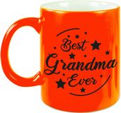 Bellatio Decorations Shoppartners Bv Best Grandma Ever cadeau mok / beker - neon oranje - 330 ml - verjaardag / bedankje - mok voor oma