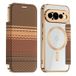 Google Pixel 11 Pro Étui à rabat magnétique élégant avec emplacements pour cartes RFID - Marron