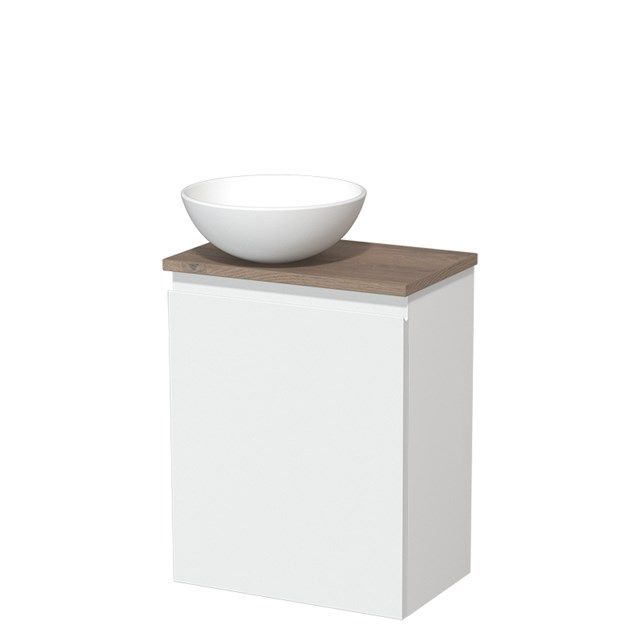 Maxaro Modulo Toiletmeubel 41 cm - Mat Wit - Middenbruin Eiken