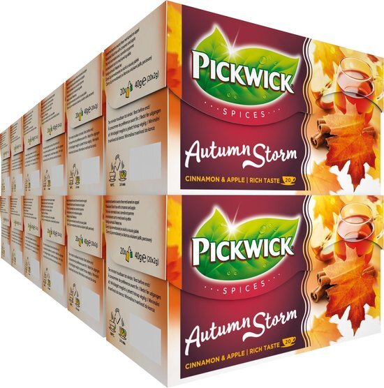 Pickwick Spices Autumn Storm Zwarte Thee met Appel en Kaneel, Herfststorm (240 Theezakjes, Rainforest Alliance Gecertificeerd), 12 x 20 Zakjes
