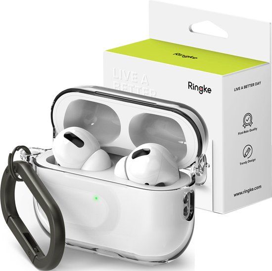 Ringke Hinge Case Hoesje Geschikt voor Apple AirPods Pro 1 / 2 Hard Plastic Transparant