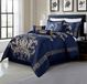 Chezmoi Collection 7-delige Jacquard Bloemen Trooster Set (King, Navy/Goud)