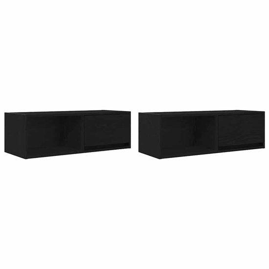 vidaXL Tv-kasten 2 st 80x31x25,5 cm spaanplaat zwart eikenkleurig