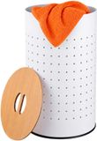Merkloos Relaxdays Wasmand met deksel - 50 liter - metaal - wit