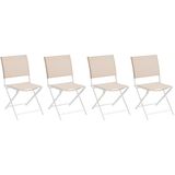 Hespéride - Set van 4 tuinstoelen, inklapbaar, Axant, linnen en wit