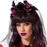 Atosa Halloween/horror verkleed diadeem/tiara - dark zombie queen - kunststof - dames/meisjes