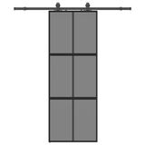 vidaXL Schuifdeur met beslagset, 76x205 cm, gehard glas, zwart