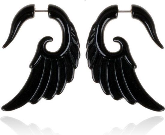 LGT JWLS Lookinggoodtoday Tribal bone oorbellen Black Wing