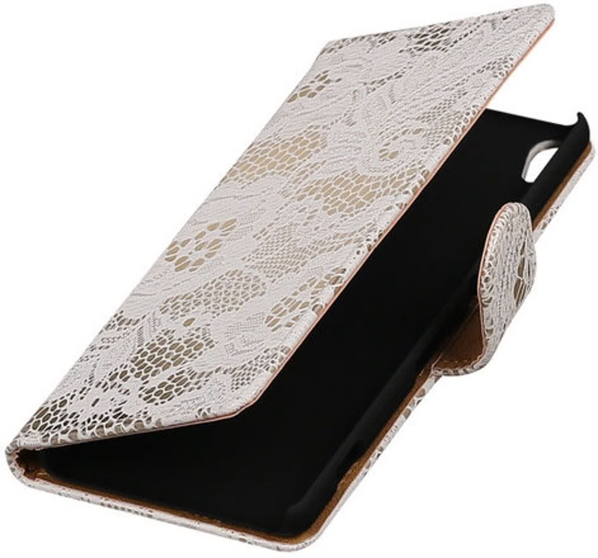 Best Cases Wit Lace booktype wallet cover voor LG K4