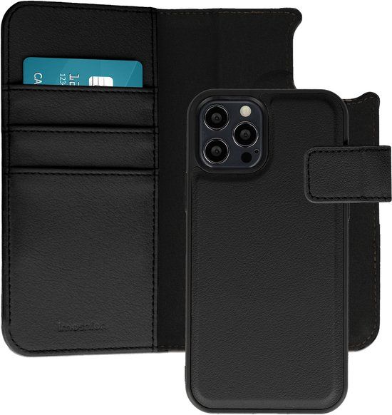 imoshion Hoesje - Geschikt voor Apple iPhone 12 Pro / 12 - Uitneembare 2-in-1 Luxe Bookcase - Zwart