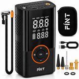 FÍNT® V2 Pompe à vélo électrique - Sac de rangement et 5 embouts inclus - Compresseur d'air - pour Vélo, Scooter, Moto et Voiture - Pompe à pneus électrique - Rechargeable et portable - Compresseur - Jusqu'à 10,3 bar - Fonction Powerbank incluse - PRO