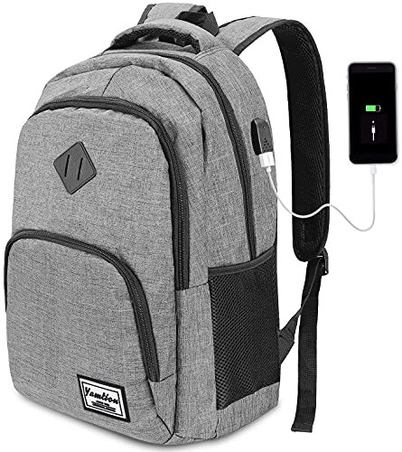 YAMTION Rugzak, laptoprugzak, studenten, heren, rugzak, dagrugzak met USB-aansluiting voor school, werk, 35 l