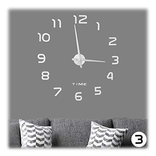 Relaxdays DIY wandklok - 3D-cijfers - Zilver