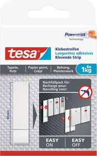 Tesa klevende strip voor behang en pleister - 6 stuks - Wit