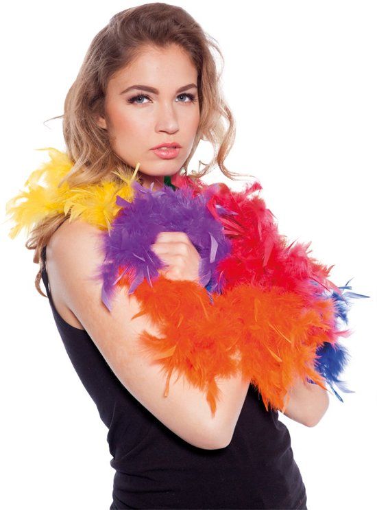 Folat Luxe regenboog boa - 1,80 meter