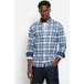 OLYMP Casual Regular Fit Chemise en flanelle bleu, à carreaux