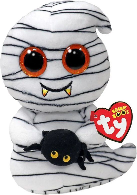 Ty Beanie Boo's Halloween Ooooky Ghost 15cm - Pluche Knuffel - Wit/Zwart - 3+ jaar