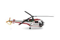 Herpa helikopter Polizeifliegerstaffel Nordrhein-Westfalen Sud Aviation SA 319 Alouette III, miniatuur op schaal 1:72, verzamelobject, modelfiguur zonder voet, metaal