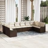 Maison Exclusive - Set de 10 bancs de jardin. Brun et blanc, en polyrotin