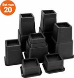 JustValue Stapelbare Meubelverhogers - 20-delige Set voor 4 Poten - Tot ca. 25,4 cm - Bedverhogers - Zwart