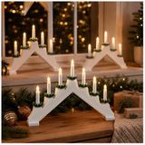 Merkloos Kaarsenbrug - 3x - wit - 7 led lampjes - netstroom - warm wit licht - kerstverlichting