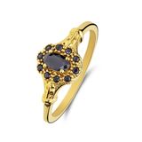Lucardi Dames Stalen goldplated vintage ring zwart bewerkt