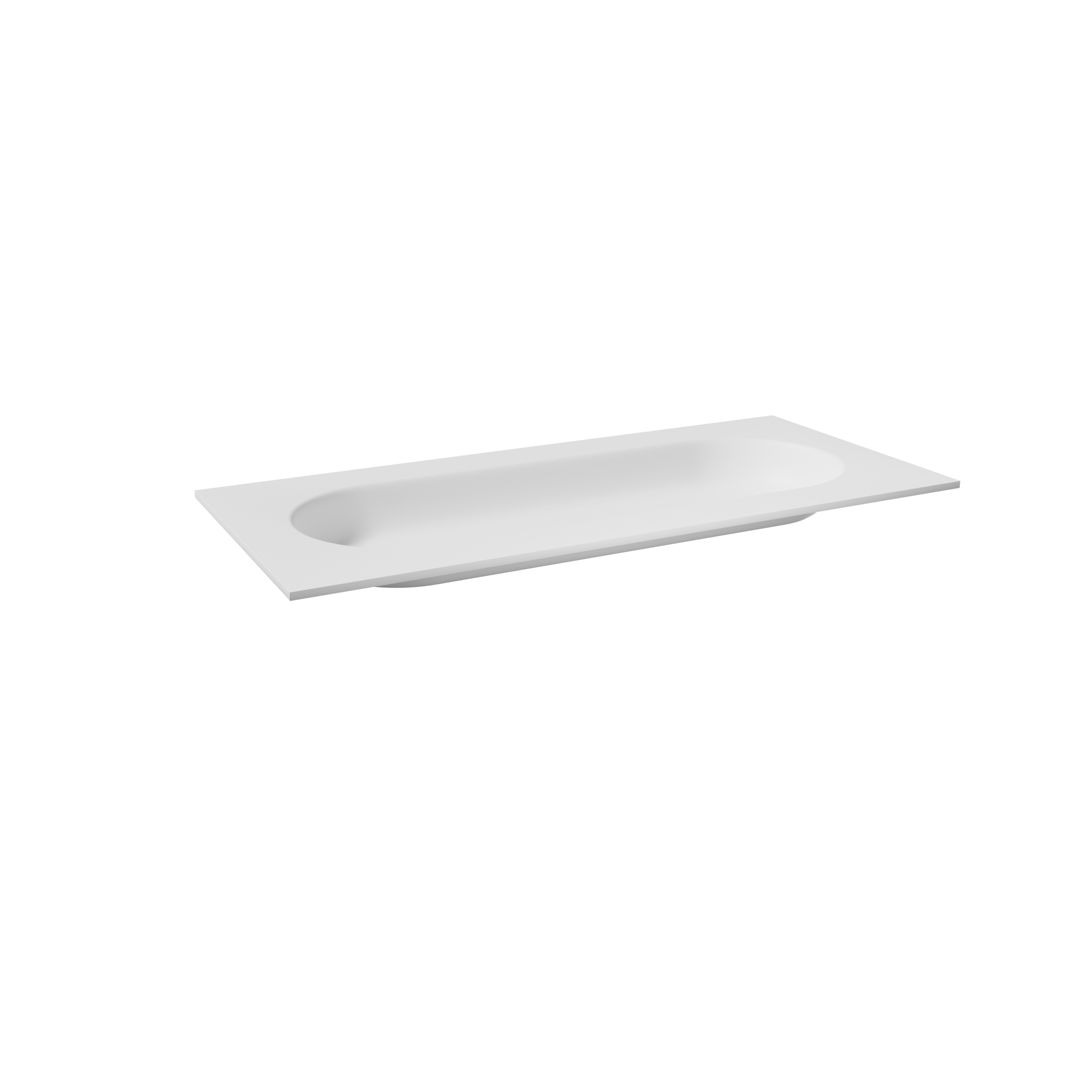 Balmani Tablo Oval enkele wastafel voor 2 kraangaten mat witte Solid Surface 120 x 55,5 cm